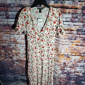 Forever 21 Floral Dress Red Cream